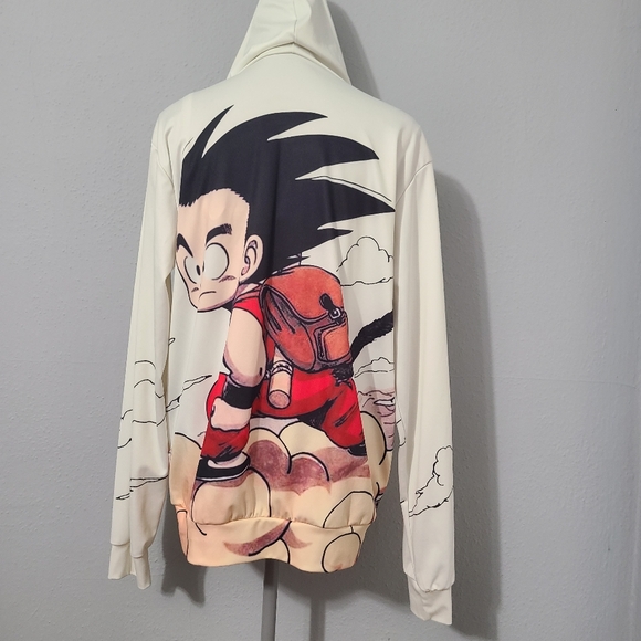 Anime: Dragon Ball‎ Z White Hoodie Goku Unisex Nimbus Long Sleeve Large - Picture 3 of 12